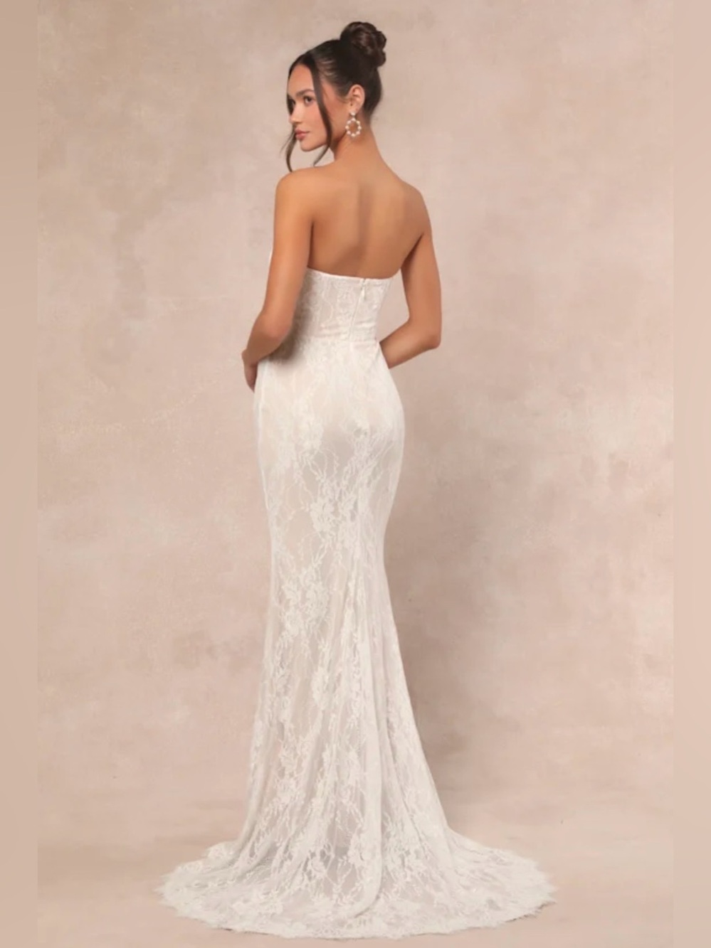 Lulus Valeria White Lace Strapless Bustier Maxi Dress - Size M - Picture 4 of 5